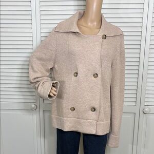 Talbots Women's Cream Cardigan Sweater Double Breasted XL